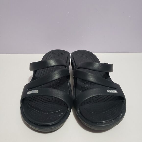 Crocs Black Slip On Comfort Sandals Women's Sz 7 - Picture 3 of 9